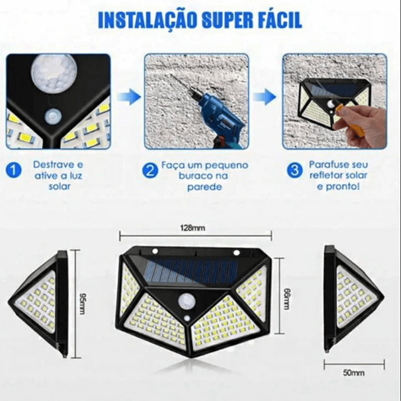 Super Luminária Solar LED 3 em 1